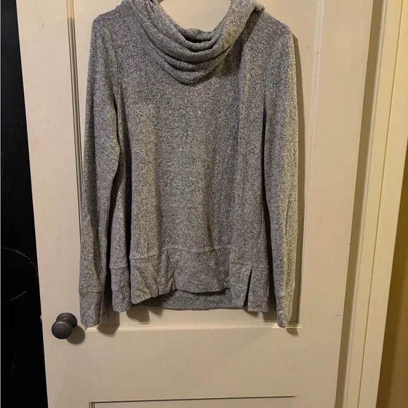 Cupio Sweaters Cupio Gray Cowl Neck Sweater Soft Knit Long